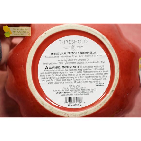 Threshold 4 Wick Ceramic Citronella Hibiscus Al Fresco Scented Candle 16oz - Picture 3 of 4